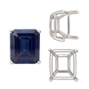 Four Prong Emerald Shape Tapered Base Wire Basket Settings in Sterling Silver (5.00 x 3.50 mm - 14.00 x 13.50 mm)
