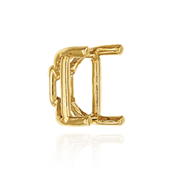 Four Prong Emerald Shape Tapered Base Wire Basket Settings in 14K Gold (5.00 x 3.50 mm - 14.00 x 13.50 mm)