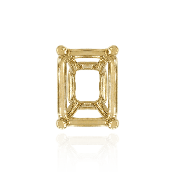 Four Prong Emerald Shape Tapered Base Wire Basket Settings in 14K Gold (5.00 x 3.50 mm - 14.00 x 13.50 mm)