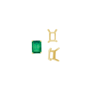 Four Prong Emerald Shape Single Wire Settings in 14K Gold (3.50 x 2.60 mm - 13.00 x 9.50 mm)
