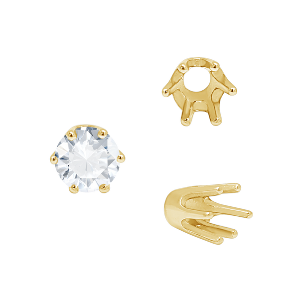 Six Prong Round Standard High Base Settings in 14K Gold (2.60 mm - 9.25 mm)