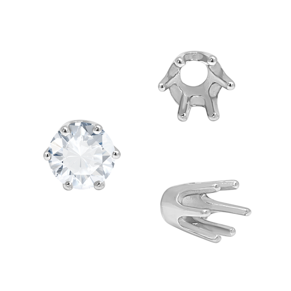 Six Prong Round Standard High Base Settings in Sterling Silver (2.60 mm - 9.25 mm)