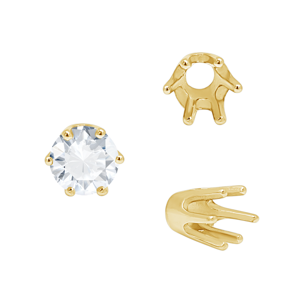 Six Prong Round Standard High Base Settings in 14K Gold (2.60 mm - 9.25 mm)