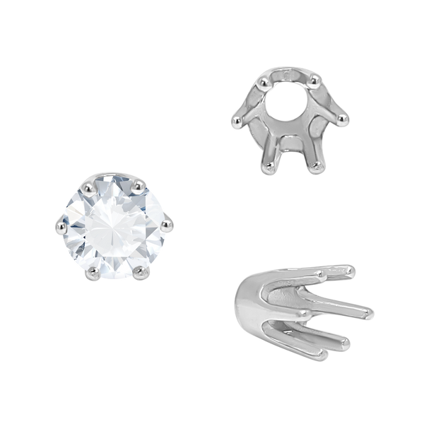 Six Prong Round Standard High Base Settings in 14K Gold (2.60 mm - 9.25 mm)