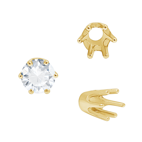 Six Prong Round Standard High Base Settings in 14K Gold (2.60 mm - 9.25 mm)