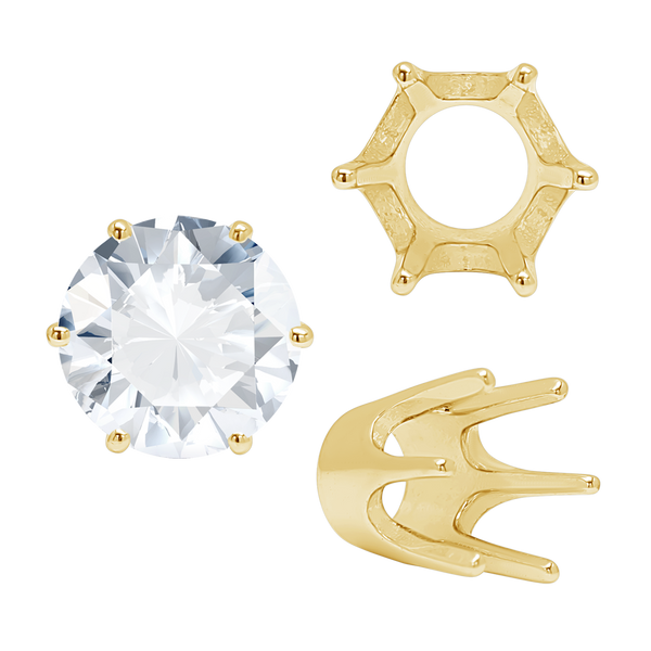 Six Prong Round Standard High Base Settings in 18K Gold (3.25 mm - 8.00 mm)