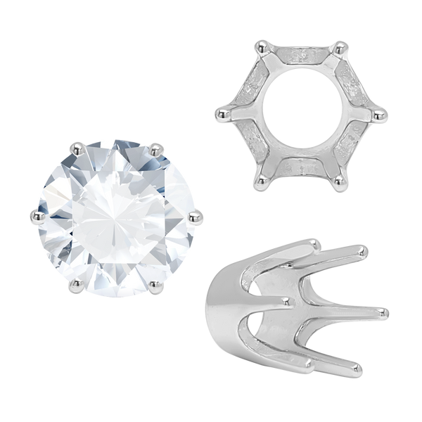 Six Prong Round Standard High Base Settings in 18K Gold (3.25 mm - 8.00 mm)