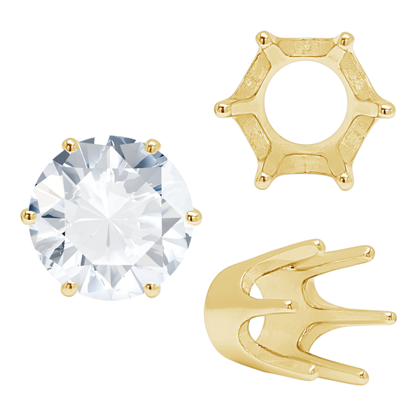 Six Prong Round Standard High Base Settings in 18K Gold (3.25 mm - 8.00 mm)
