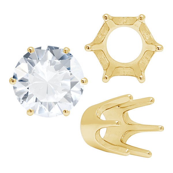 Six Prong Round Standard High Base Settings in 14K Gold (2.60 mm - 9.25 mm)