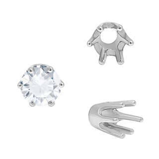 Six Prong Round Standard High Base Settings in Sterling Silver (4.00 mm - 9.25 mm)