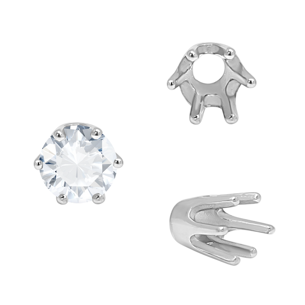 Six Prong Round Standard High Base Settings in Sterling Silver (2.60 mm - 9.25 mm)