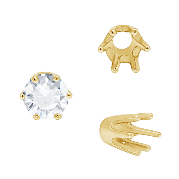 Six Prong Round Standard High Base Settings in 14K Gold (2.60 mm - 9.25 mm)