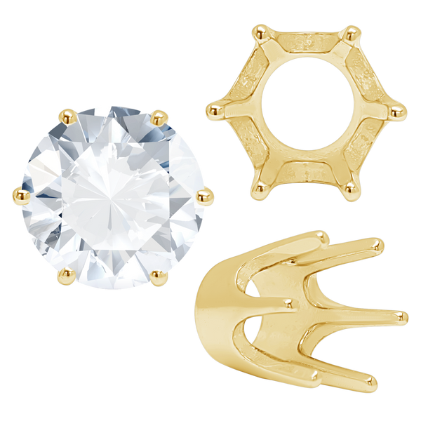 Six Prong Round Standard High Base Settings in 14K Gold (2.60 mm - 9.25 mm)