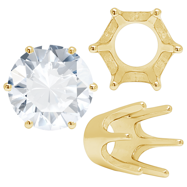 Six Prong Round Standard High Base Settings in 14K Gold (2.60 mm - 9.25 mm)