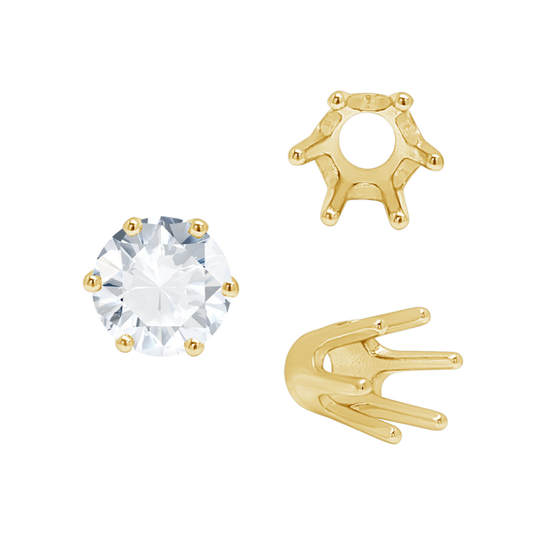 Six Prong Round Standard High Base Settings in 14K Gold (2.60 mm - 9.25 mm)