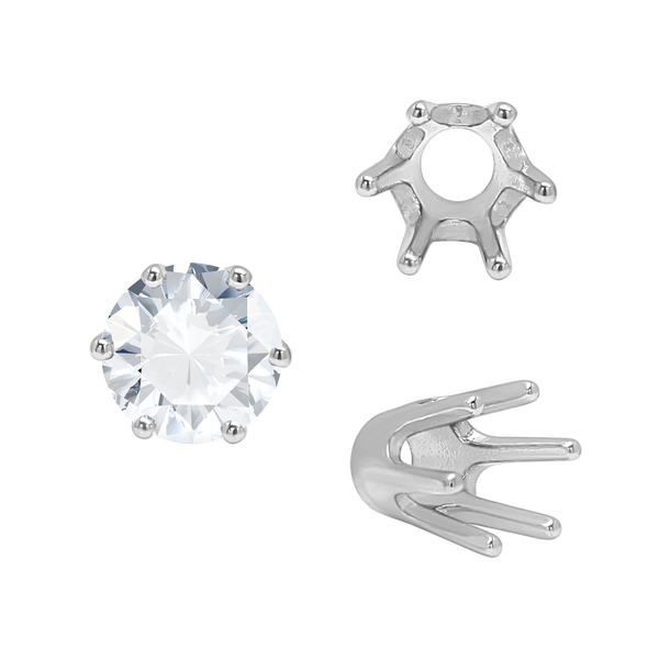 Six Prong Round Standard High Base Settings in 18K Gold (3.25 mm - 8.00 mm)