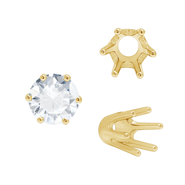 Six Prong Round Standard High Base Settings in 14K Gold (2.60 mm - 9.25 mm)