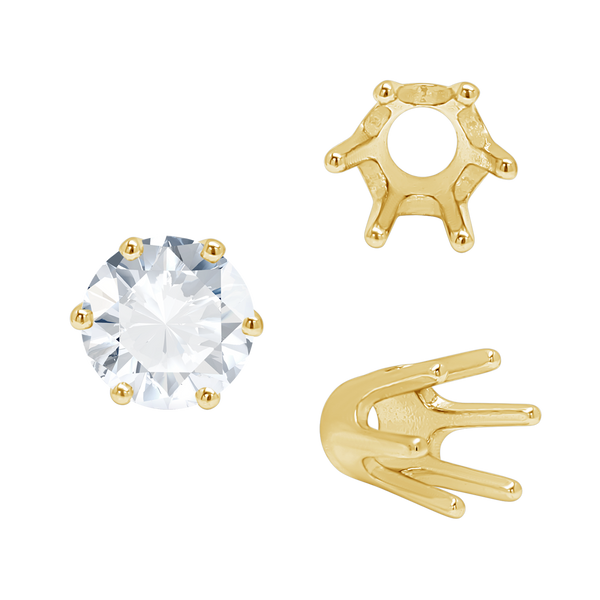 Six Prong Round Standard High Base Settings in 18K Gold (3.25 mm - 8.00 mm)