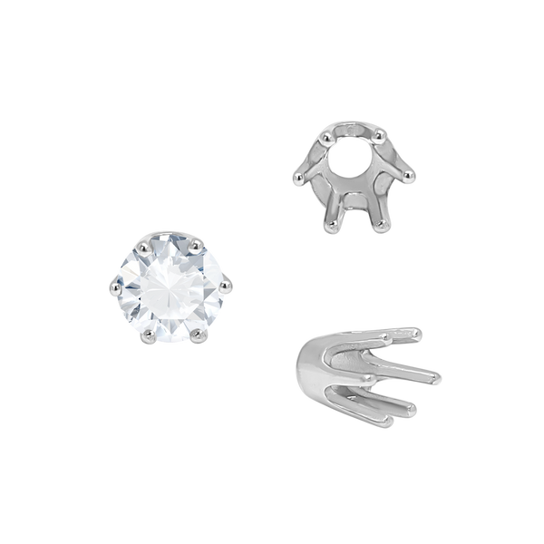 Six Prong Round Standard High Base Settings in 14K Gold (2.60 mm - 9.25 mm)
