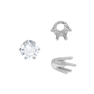 Six Prong Round Standard High Base Settings in Sterling Silver (2.60 mm - 9.25 mm)