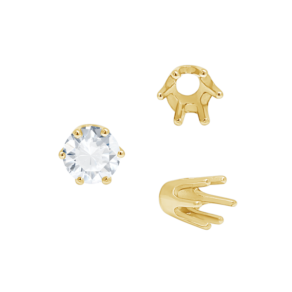 Six Prong Round Standard High Base Settings in 14K Gold (2.60 mm - 9.25 mm)
