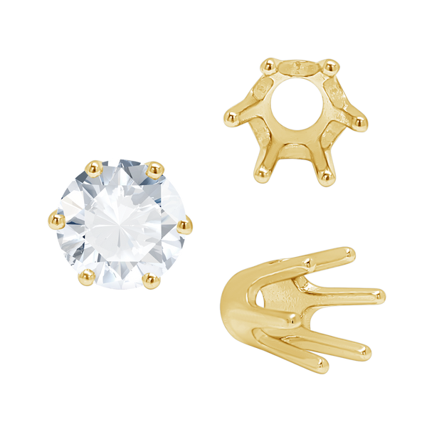 Six Prong Round Standard High Base Settings in 14K Gold (2.60 mm - 9.25 mm)