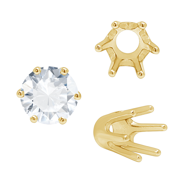 Six Prong Round Standard High Base Settings in 18K Gold (3.25 mm - 8.00 mm)