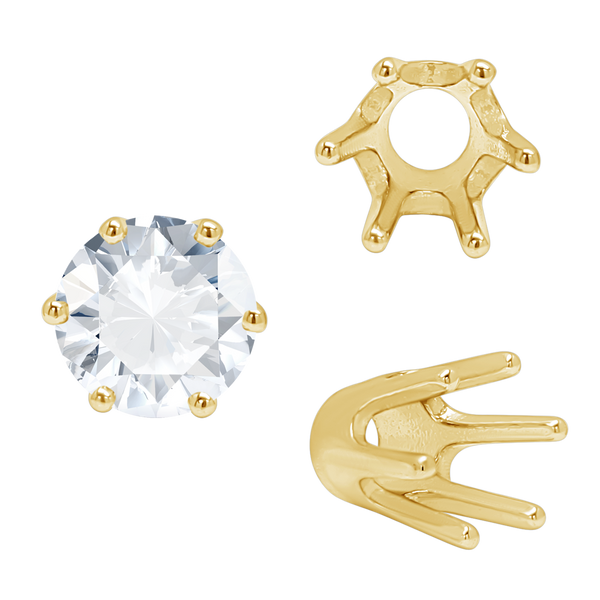 Six Prong Round Standard High Base Settings in 14K Gold (2.60 mm - 9.25 mm)