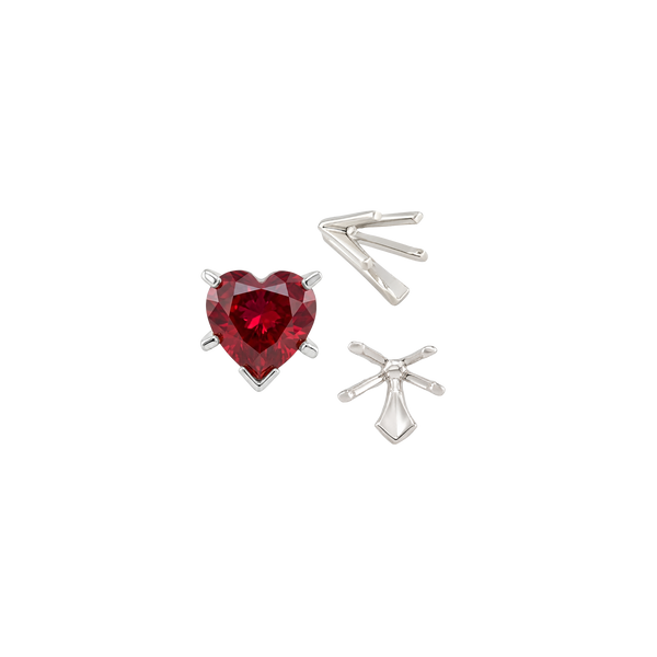 V-End Heart Shape Solitaire Settings in 14K Gold (Die-Struck) (4.00 x 4.00 mm - 7.00 x 7.00 mm)