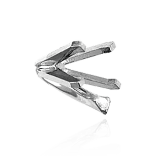 V-End Heart Shape Solitaire Settings in Sterling Silver (4.00 x 4.00 mm - 7.00 x 7.00 mm)