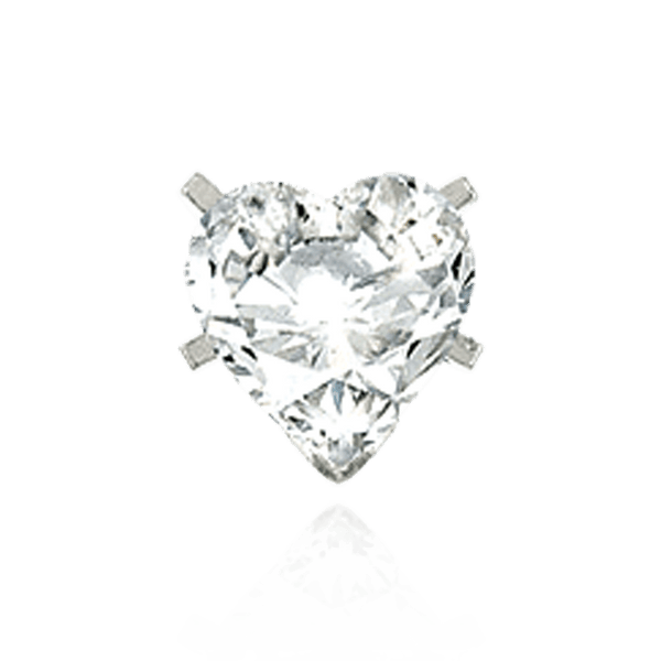 V-End Heart Shape Solitaire Settings in Sterling Silver (4.00 x 4.00 mm - 7.00 x 7.00 mm)