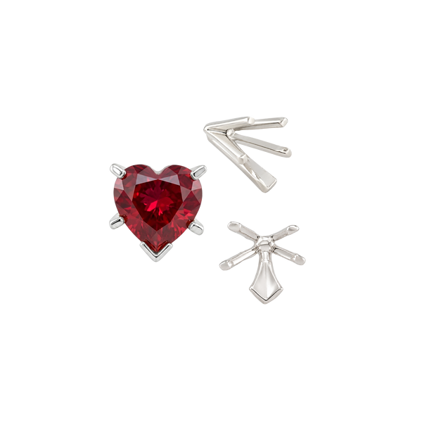 V-End Heart Shape Solitaire Settings in 14K Gold (Die-Struck) (4.00 x 4.00 mm - 7.00 x 7.00 mm)