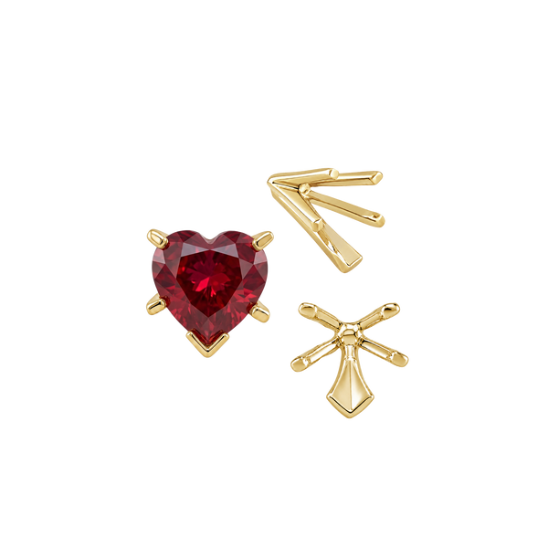V-End Heart Shape Solitaire Settings in 14K Gold (Die-Struck) (4.00 x 4.00 mm - 7.00 x 7.00 mm)
