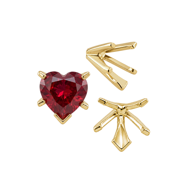 V-End Heart Shape Solitaire Settings in 14K Gold (Die-Struck) (4.00 x 4.00 mm - 7.00 x 7.00 mm)