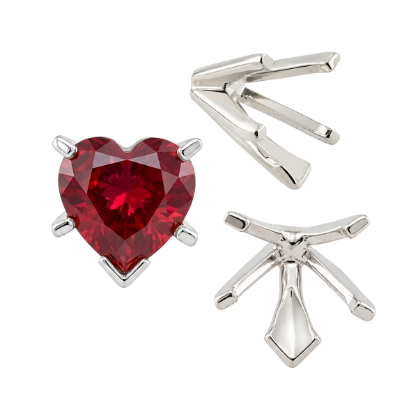 V-End Heart Shape Solitaire Settings in 14K Gold (Die-Struck) (4.00 x 4.00 mm - 7.00 x 7.00 mm)