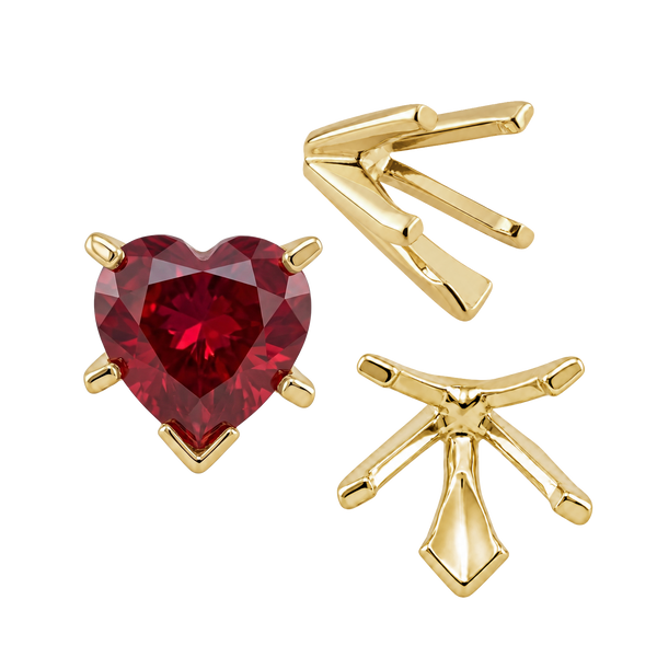 V-End Heart Shape Solitaire Settings in 14K Gold (Die-Struck) (4.00 x 4.00 mm - 7.00 x 7.00 mm)