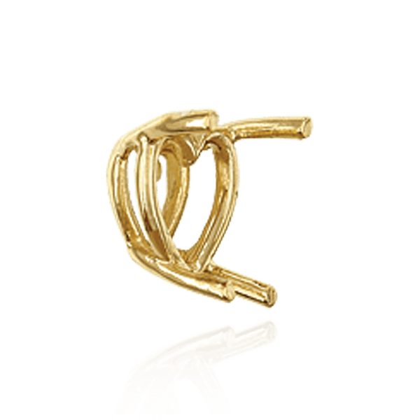 Four Prong Heart Shape Wire Basket Settings in 18K Gold (3.00 x 3.00 mm - 9.00 x 9.00 mm)