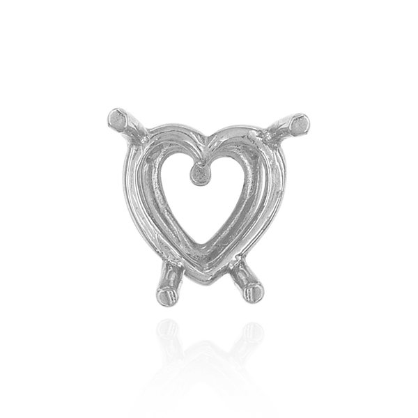 Four Prong Heart Shape Wire Basket Settings in Sterling Silver (3.00 x 3.00 mm - 9.00 x 9.00 mm)