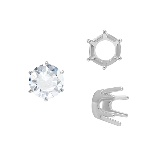 Six Prong Round Standard Settings in 14K Gold (1.75 mm - 10.00 mm)