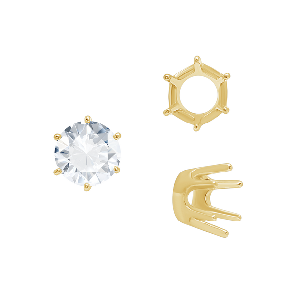 Six Prong Round Standard Settings in 14K Gold (1.75 mm - 10.00 mm)