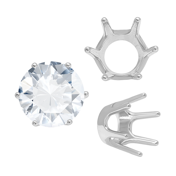 Six Prong Round Standard Settings in 14K Gold (1.75 mm - 10.00 mm)
