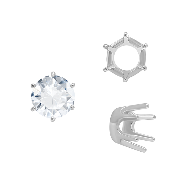 Six Prong Round Standard Settings in 14K Gold (1.75 mm - 10.00 mm)