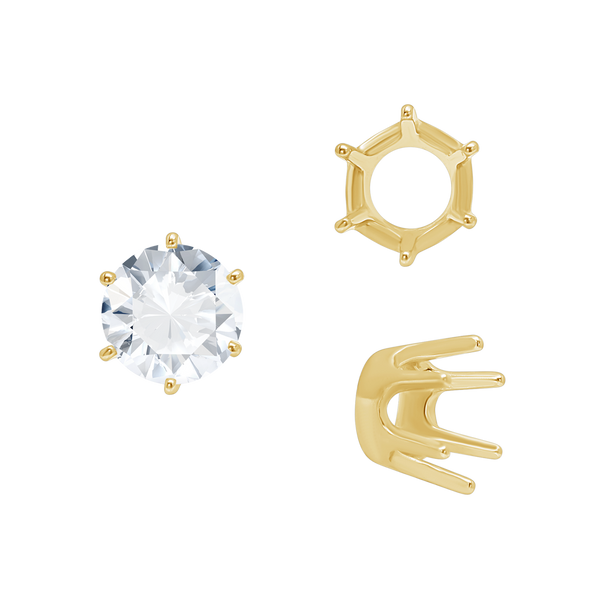 Six Prong Round Standard Settings in 14K Gold (1.75 mm - 10.00 mm)