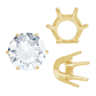 Six Prong Round Standard Settings in 14K Gold (1.75 mm - 10.00 mm)