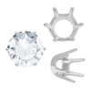Six Prong Round Standard Settings in Sterling Silver (1.75 mm - 8.00 mm)