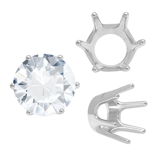 Six Prong Round Standard Settings in Sterling Silver (1.75 mm - 8.00 mm)