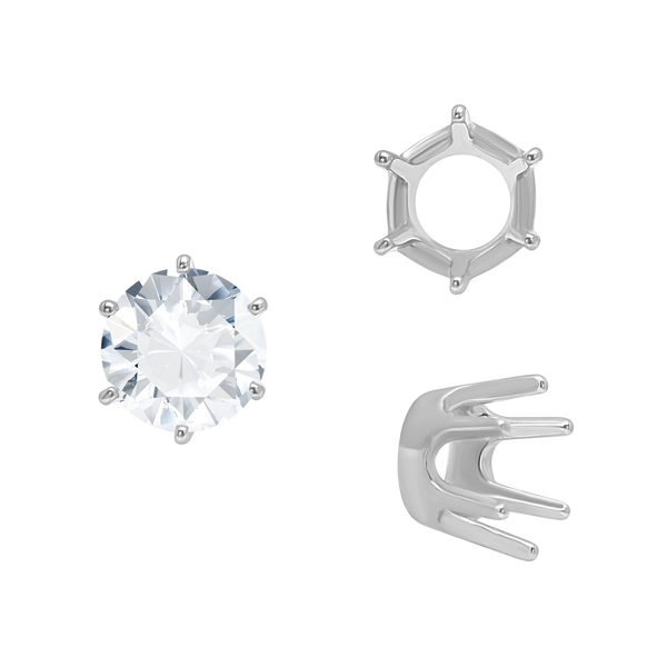 Six Prong Round Standard Settings in 14K Gold (1.75 mm - 10.00 mm)
