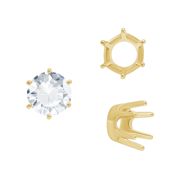 Six Prong Round Standard Settings in 14K Gold (1.75 mm - 10.00 mm)
