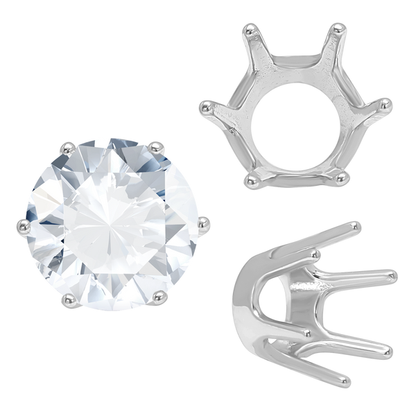 Six Prong Round Standard Settings in 14K Gold (1.75 mm - 10.00 mm)