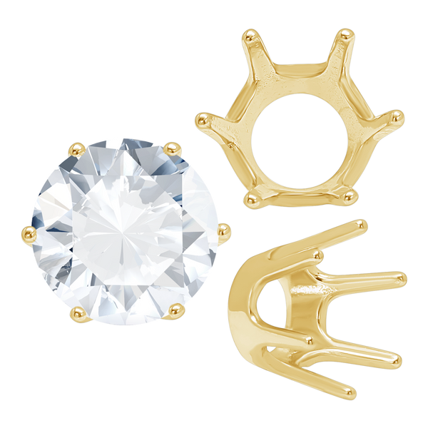 Six Prong Round Standard Settings in 14K Gold (1.75 mm - 10.00 mm)
